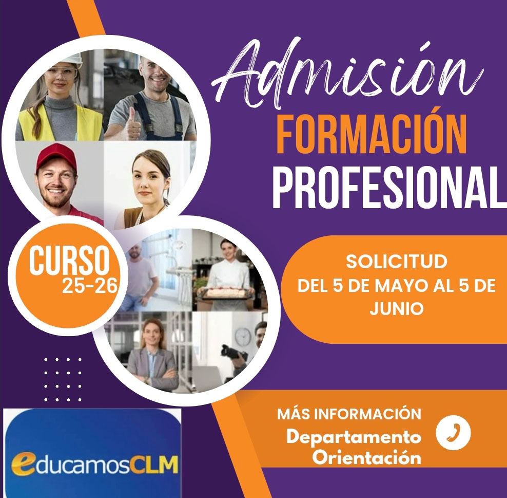 Abierta la Admisión a Formación Profesional 2025-2026